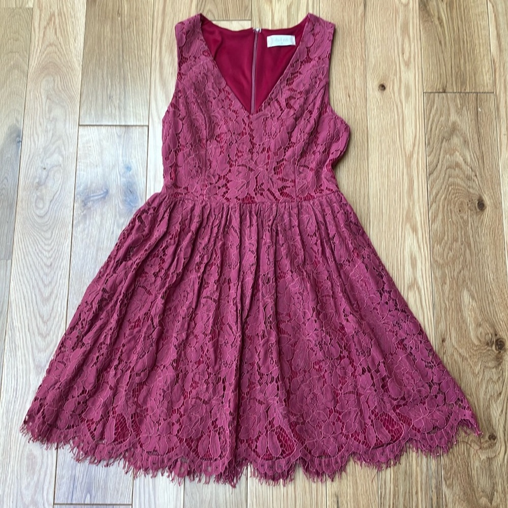 Altar’d state maroon/red lace dress sleeveless a-line fit size small